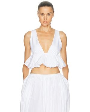 Alaïa Peplum Openwork Crop Top - White