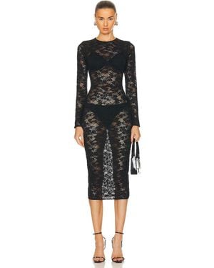 Fleur du Mal Le Stretch Multifit Lace Long Sleeve Dress - Black