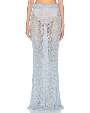 Area Sequin Crochet Maxi Skirt - Blue