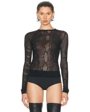 The Attico Python Lace Top - Black