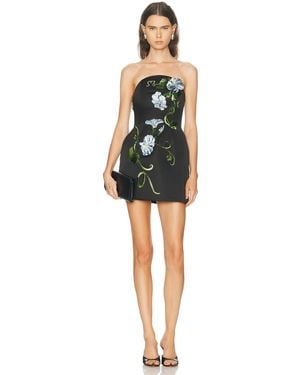 LEO LIN Zaria Applique Floral Bustier Mini Dress - Black
