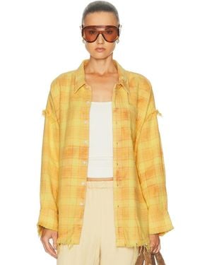 R13 Shredded Seam Drop Neck Shirt - Yellow