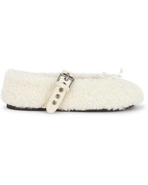 Miu Miu Montone Winter Ballerine Flat - White