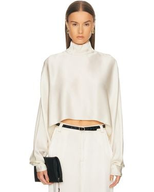 LAPOINTE Satin Caftan Top - White
