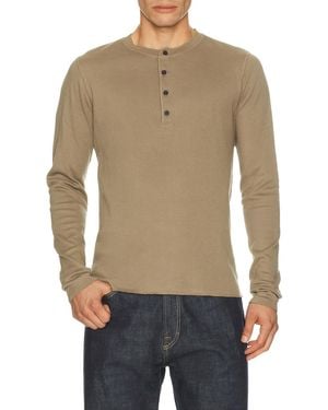 Rag & Bone Classic Textured Knit Henley - Brown