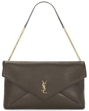 Saint Laurent Envelope Pouch On Chain - Brown
