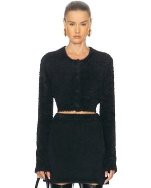 Helmut Lang Cropped Eyelash Cardigan - Black