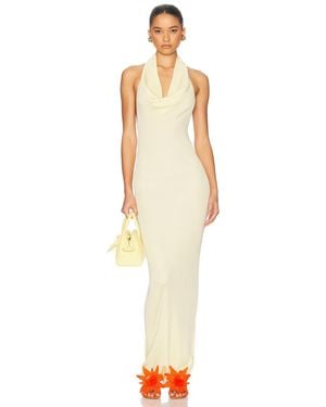 jazzlyn maxi knit dress in ivory Elegant Ivory Maxi Dress for Wedding Guests