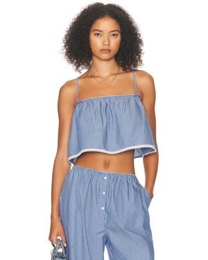 Helsa Pinstripe Poplin Camisole - Blue