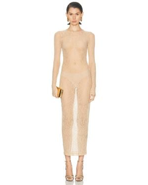 Wardrobe NYC Lace Long Sleeve Dress - Natural