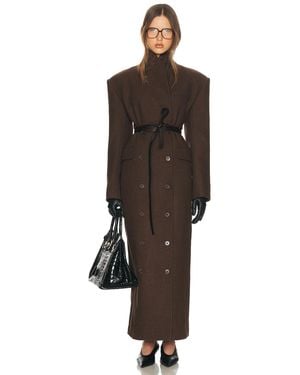 Helsa Italian Wool Blend Extra Long Coat - Brown