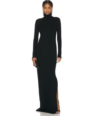 Saint Laurent Long Sleeve Turtleneck Gown - Black