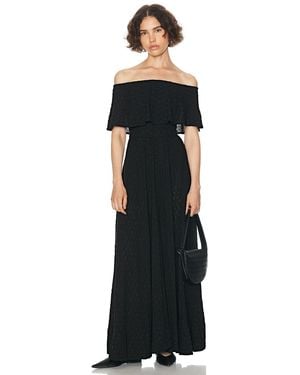 Helsa Petite Eyelet Garden Midi Dress - Black