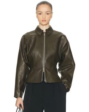 The Sei Fitted Leather Jacket - Black