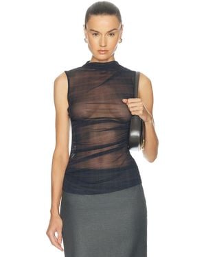 Enza Costa Mesh Sleeveless Twist Top - Blue