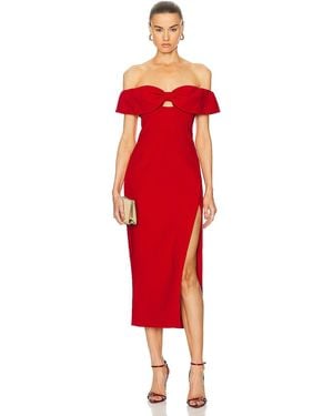 Self-Portrait Crepe Bow Midi Dress - Red