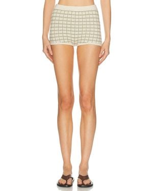 The Elder Statesman Ida Checkered Tap Short - White