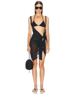 Skims Sheer Coverups Dress Sarong - Black