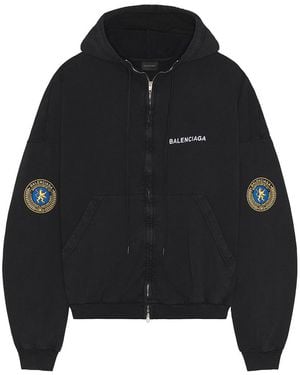 ★SALE★【送料関税無料】BALENCIAGA Human Being ShiftedHoodie Balenciaga Human Being Appliqué Shifted Zip-Up Hoodie