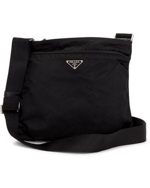 Prada Tessuto Flat Messenger Bag - Black