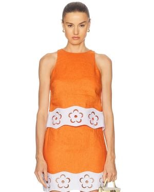 STAUD Mika Linen Top - Orange