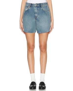 GRLFRND reggie Mid Rise Long Mom Short - Blue