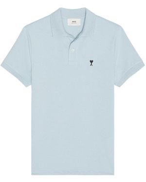 Ami Paris Pique Polo - Blue