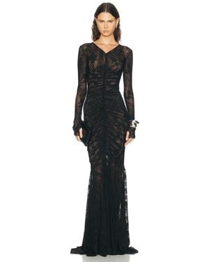 Norma Kamali Shirred Front Fishtail Gown - Black