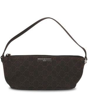 Gucci Denim Gg Boat Pochette Shoulder Bag - Black