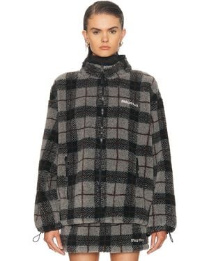 Miu Miu Teddy Check Jacket - Gray