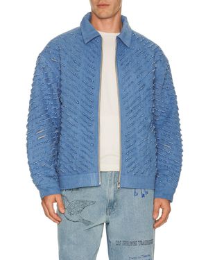 Pas Une Marque Cut Through Denim Jacket - Blue