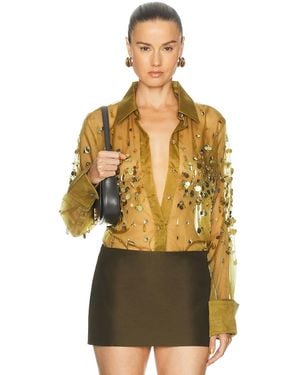retroféte Quilly Embroidered Blouse - Yellow
