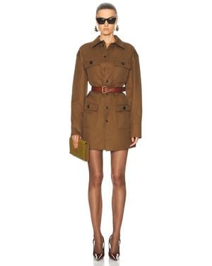 Saint Laurent Mini Shirt Dress - Brown