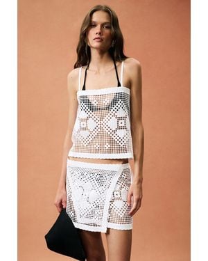 St. Agni For Fwrd Geometric Crochet Wrap Skirt - Blue