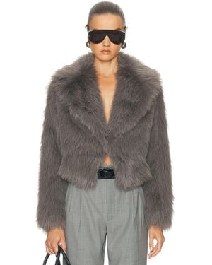 The Sei Faux Fur Bomber Jacket - Gray