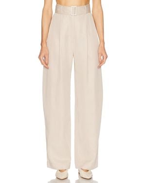 Matthew Bruch Pleated Barrel Trouser - Natural