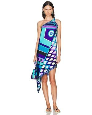PUCCI Silk Twill Asymmetric Dress - Blue