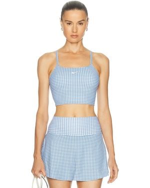 Nike One Padded Gingham Sports Bra - Blue