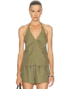 STAUD Corso Linen Top - Green