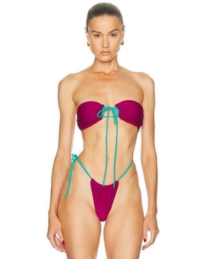 Heavy Manners Ruched Bandeau Bikini Top - Red