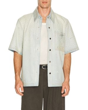 Amiri Crystal Long Sleeve Os Denim Shirt - White