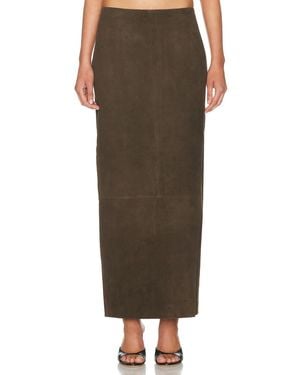 St. Agni Suede Column Skirt - Brown