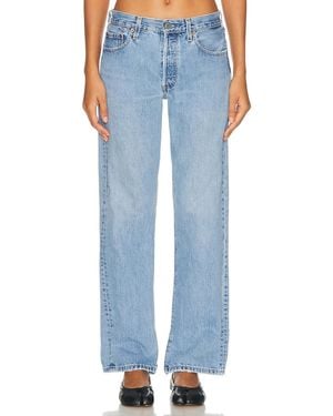 aligrace Vintage Relaxed Split Jeans - Blue