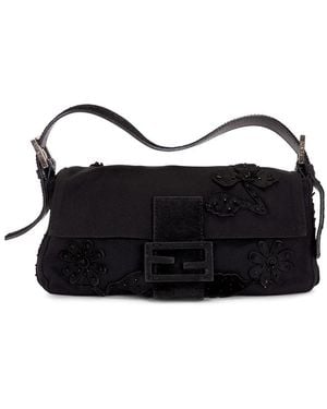 Fendi Beaded Baguette Shoulder Bag - Black