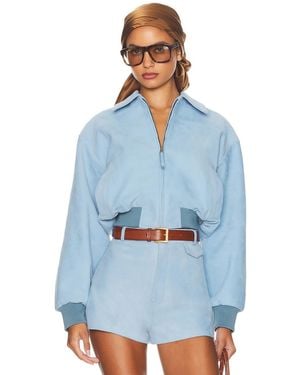 Helsa The Suede Zip Bomber - Blue