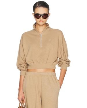 ÉTERNE Cropped Half Zip Sweatshirt - Natural