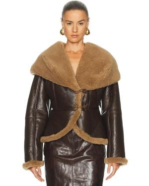Magda Butrym Leather Shearling Hooded Jacket - Black