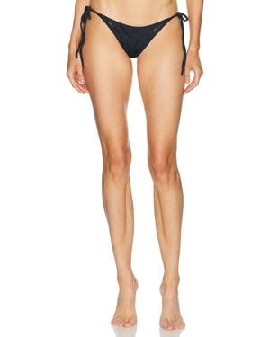 Ziah Embroidered Tie Bikini Bottom - Blue