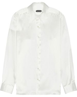 Tom Ford Silk Charmeuse Slim Fit Shirt - White