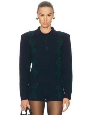 retroféte Nicolina Embellished Polo Top - Blue